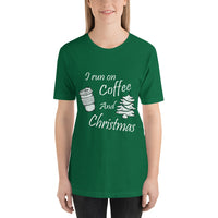 I Run On Coffee And Christmas, Cute, Ladies Short-Sleeve T-Shirt - Thread Caboodle