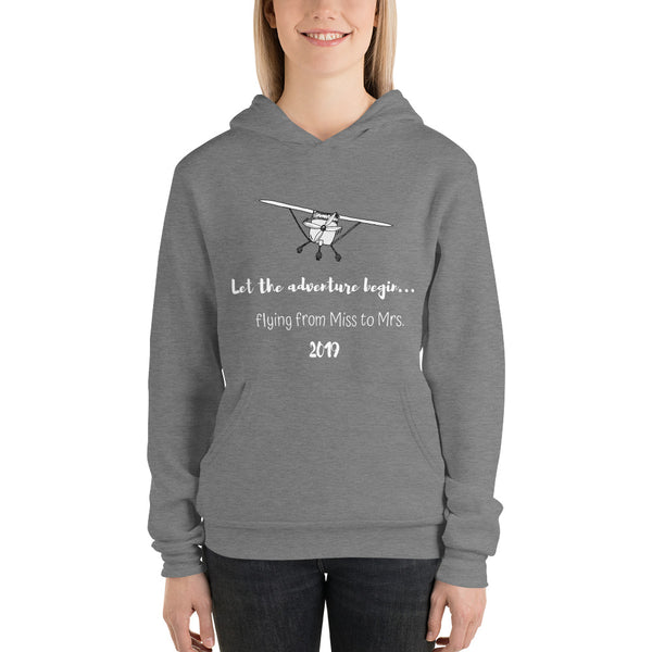 Flying from Miss to Mrs. Fleece Unisex hoodie - Thread Caboodle