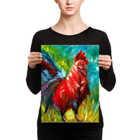 Rooster Painting print on Canvas - Thread Caboodle