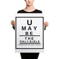 U may be the only Bible someone reads today Canvas Snellen Eye Chart - Thread Caboodle