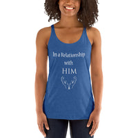 In a Relationship with HIM, Faith, Women's Racerback Tank - Thread Caboodle