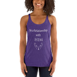 In a Relationship with HIM, Faith, Women's Racerback Tank - Thread Caboodle