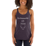 In a Relationship with HIM, Faith, Women's Racerback Tank - Thread Caboodle