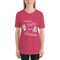 I Run On Coffee And Christmas, Cute, Ladies Short-Sleeve T-Shirt - Thread Caboodle