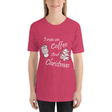 I Run On Coffee And Christmas, Cute, Ladies Short-Sleeve T-Shirt - Thread Caboodle