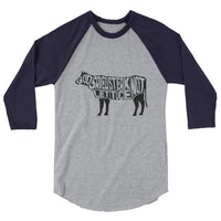 God Saved Steak Not Lettuce Cow Unisex Grunge Effect raglan