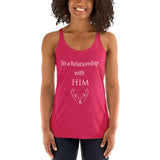In a Relationship with HIM, Faith, Women's Racerback Tank - Thread Caboodle