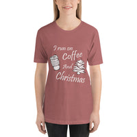I Run On Coffee And Christmas, Cute, Ladies Short-Sleeve T-Shirt - Thread Caboodle