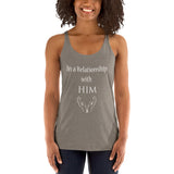 In a Relationship with HIM, Faith, Women's Racerback Tank - Thread Caboodle