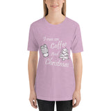I Run On Coffee And Christmas, Cute, Ladies Short-Sleeve T-Shirt - Thread Caboodle