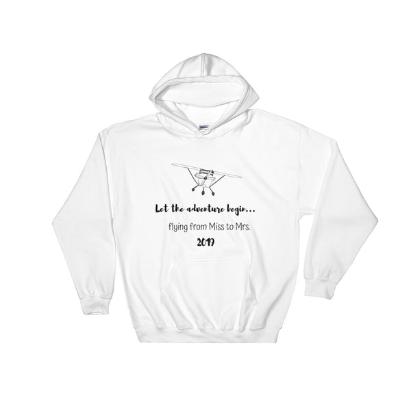 Flying from Miss to Mrs. 2019 (Black Lettering) Hooded Sweatshirt - Thread Caboodle