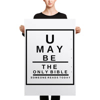 U may be the only Bible someone reads today Canvas Snellen Eye Chart - Thread Caboodle