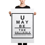 U may be the only Bible someone reads today Canvas Snellen Eye Chart - Thread Caboodle